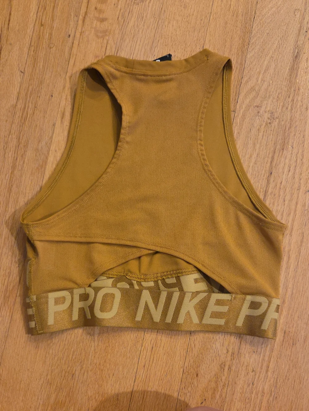 Nike Pro Cropped Sports Tank — Mustard Yellow